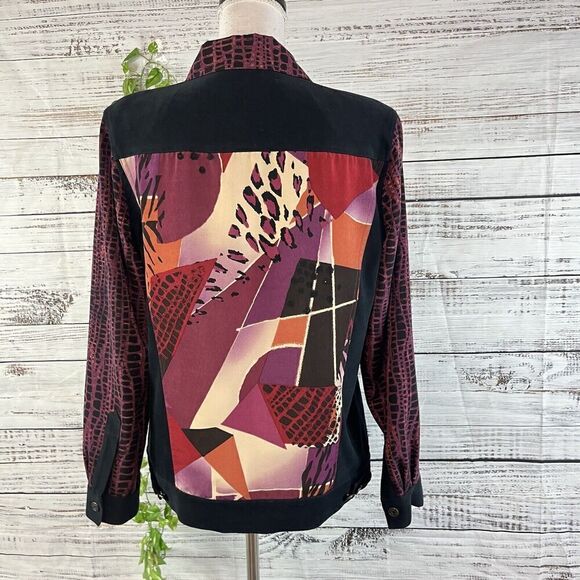 Koos of Course! Blazer Jacket size Small Purple Black Artsy Career Casual - Picture 13 of 14